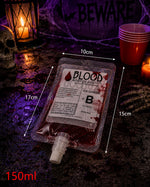Mein Shop 6 wiederverwendbarer Blutbeutel Trinkbeutel für Halloween-Partys mit 150ml Fassungsvermögen