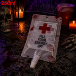 Mein Shop 6 Blutbeutel Trinkbeutel mit rotem Kreuz Design für Halloween Partys, lebensmittelecht und wiederverwendbar