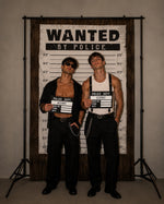 Mein Shop 6 Fahndungsfoto Party-Banner mit Wanted-Aufdruck für lustige Fotoshootings bei Partys und Halloween
